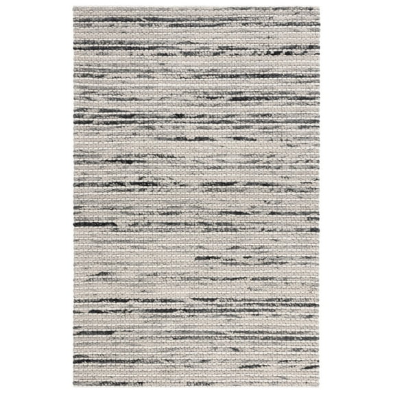 SAFAVIEH Marbella Burton Striped Wool Area Rug, Black/Ivory, 3' x 5'