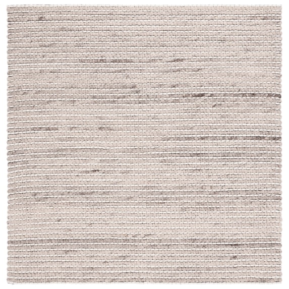 SAFAVIEH Marbella Burton Striped Wool Area Rug, Silver/Ivory, 6' x 6' Square