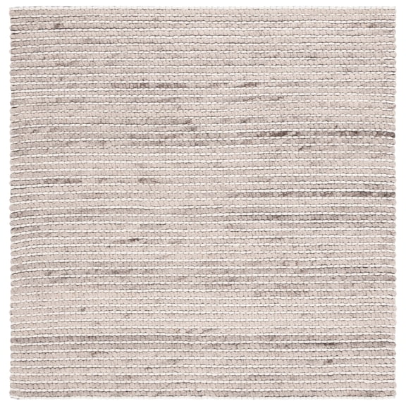 SAFAVIEH Marbella Burton Striped Wool Area Rug, Silver/Ivory, 6' x 6' Square