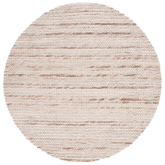 SAFAVIEH Marbella Burton Striped Wool Area Rug, Taupe/Ivory, 6' x 6' Round