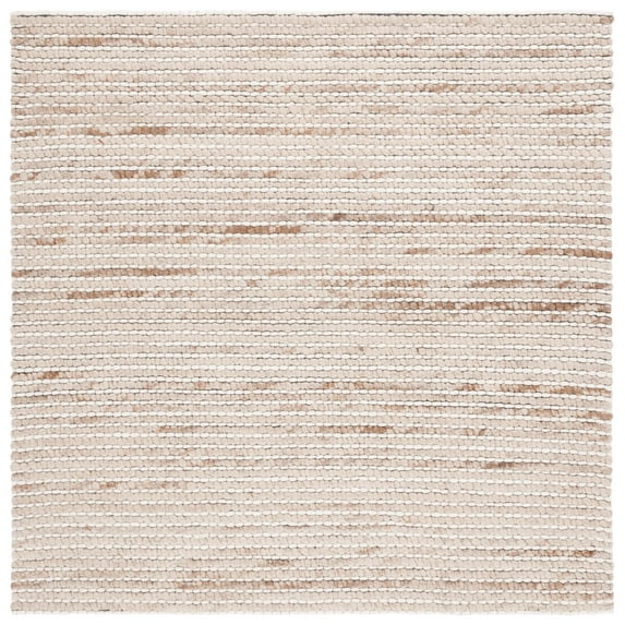 SAFAVIEH Marbella Burton Striped Wool Area Rug, Taupe/Ivory, 6' x 6' Square