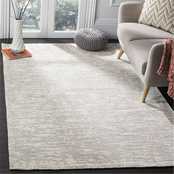 SAFAVIEH Marbella Calla Geometric Area Rug, Light Grey/Ivory, 4' x 6'