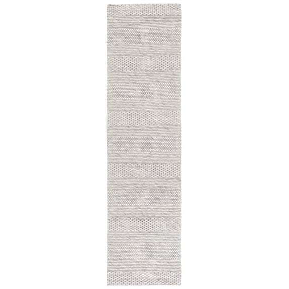 SAFAVIEH Marbella Cassarah Striped Runner Rug, Light Grey/Ivory, 2'3" x 5'