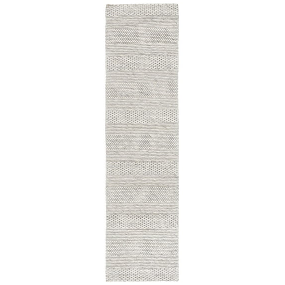 SAFAVIEH Marbella Cassarah Striped Runner Rug, Light Grey/Ivory, 2'3" x 7'