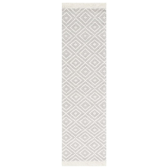 SAFAVIEH Marbella Chelsey Diamond Runner Rug, Ivory/Grey, 2'3" x 8'