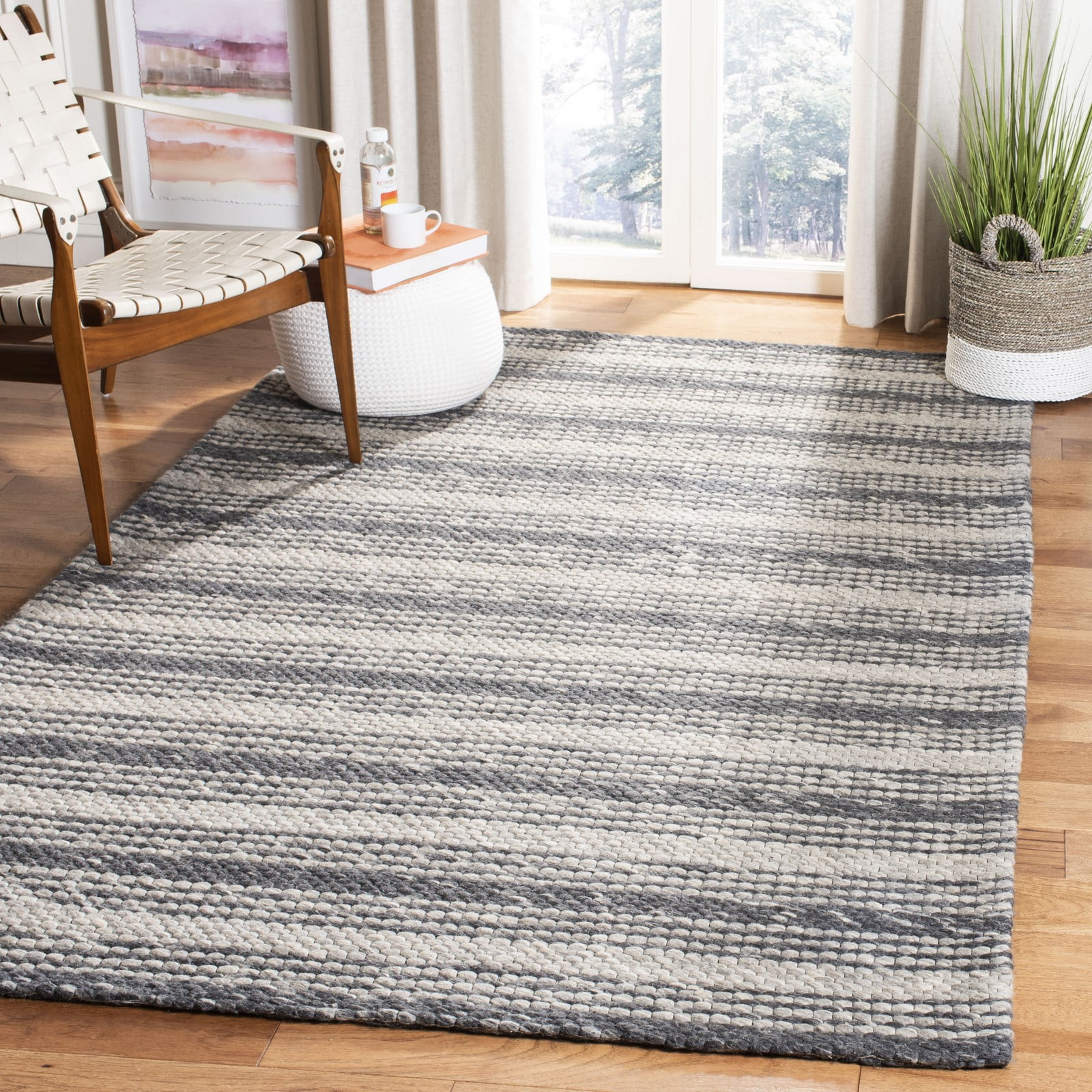 Marbella Grey and Chocolate 6' x 9' Hand Loomed Area Rug