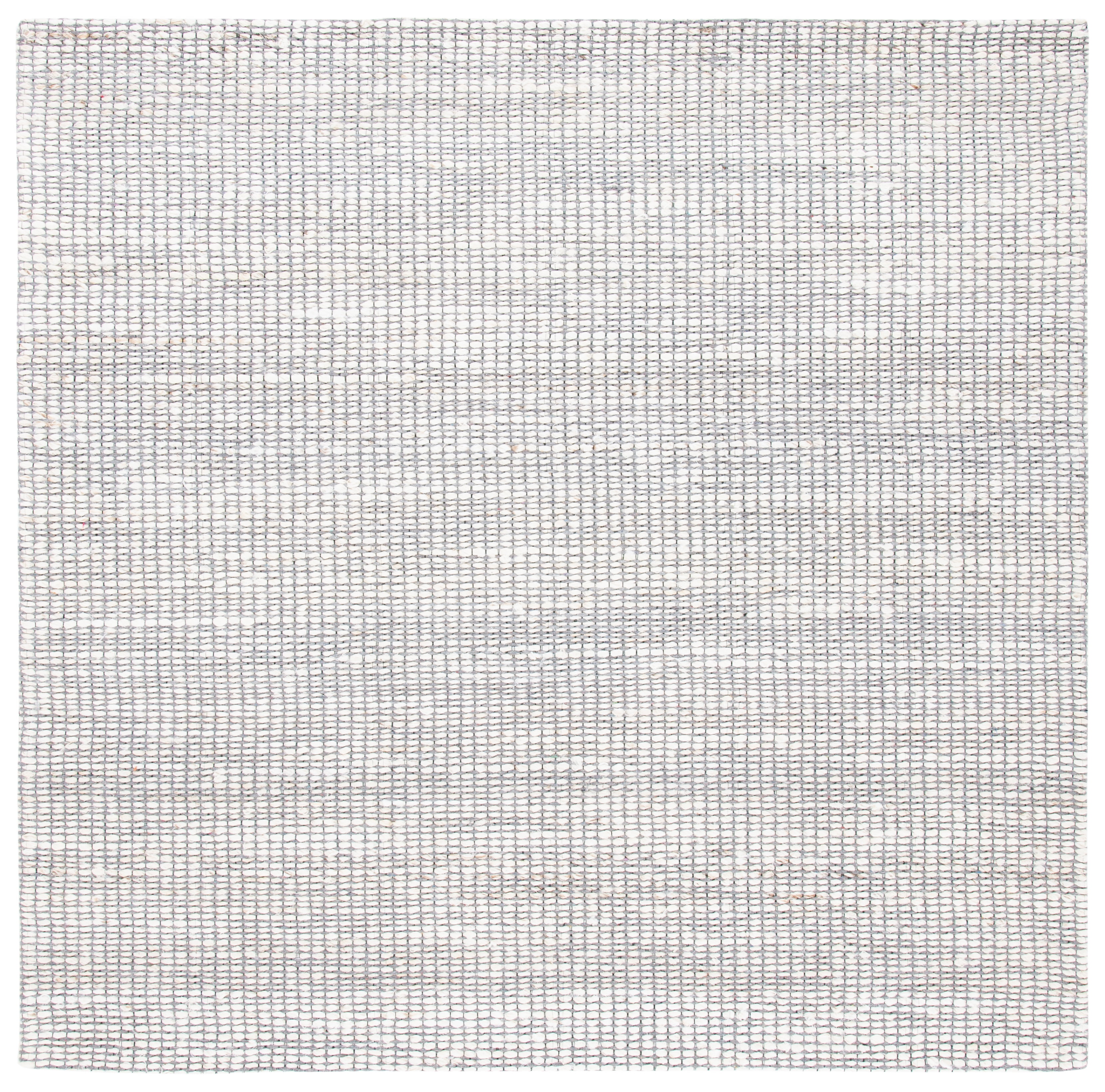 Ivory Flat Woven Synthetic Square Area Rug, 8'