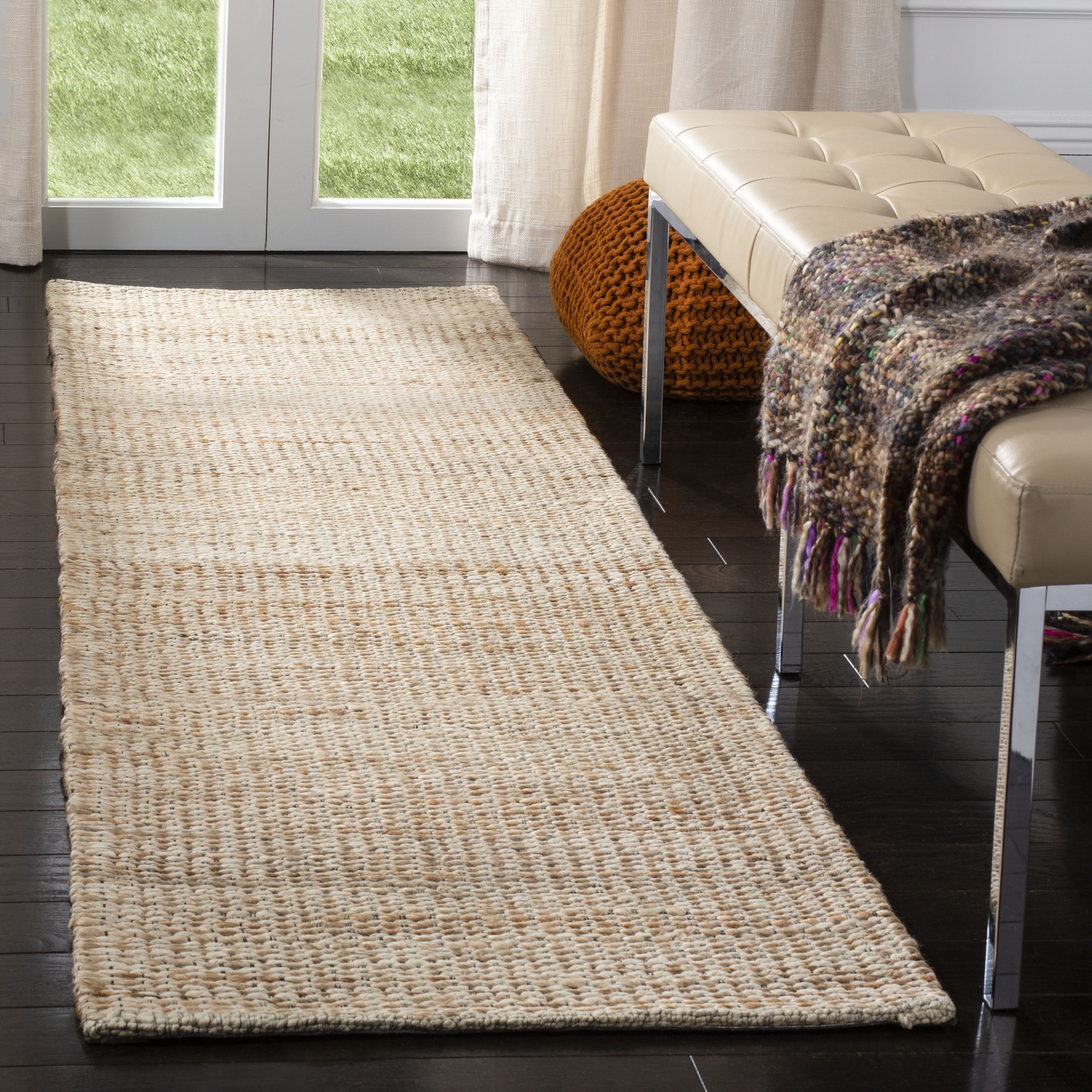 Natural Ivory Handwoven Flatweave Wool Runner Rug