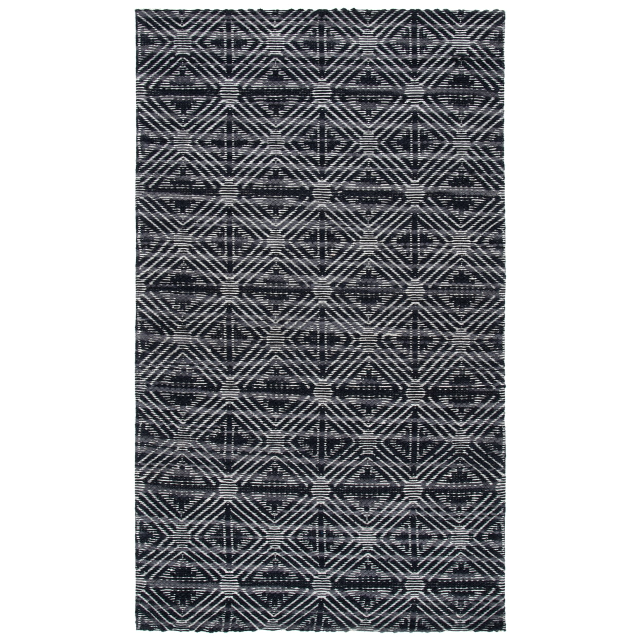 Marbella Black and Ivory Handwoven Wool Area Rug 3' x 5'