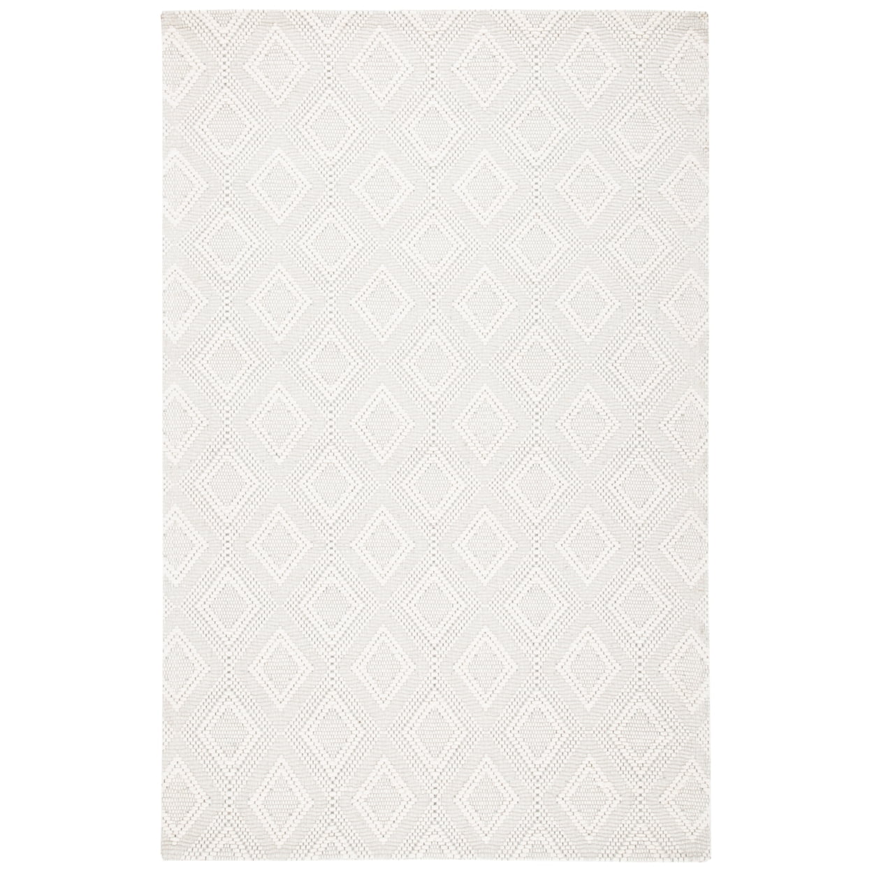 Ivory Diamond Pattern Handwoven Wool Area Rug, 3' x 5'