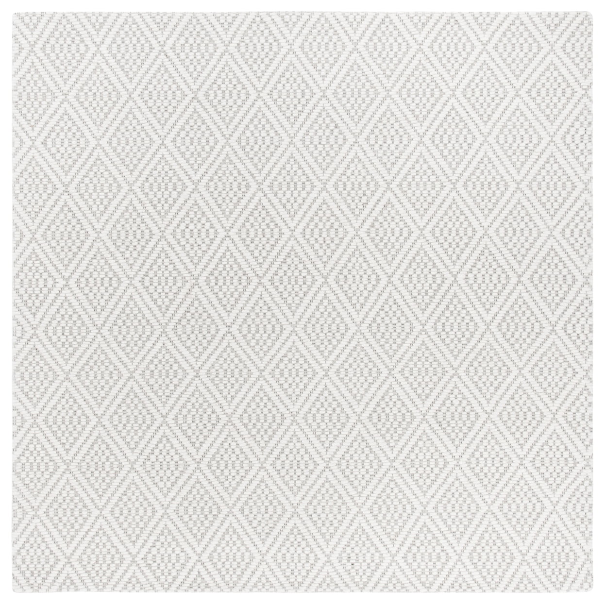 Elegant Ivory Geometric 6' Square Wool Area Rug