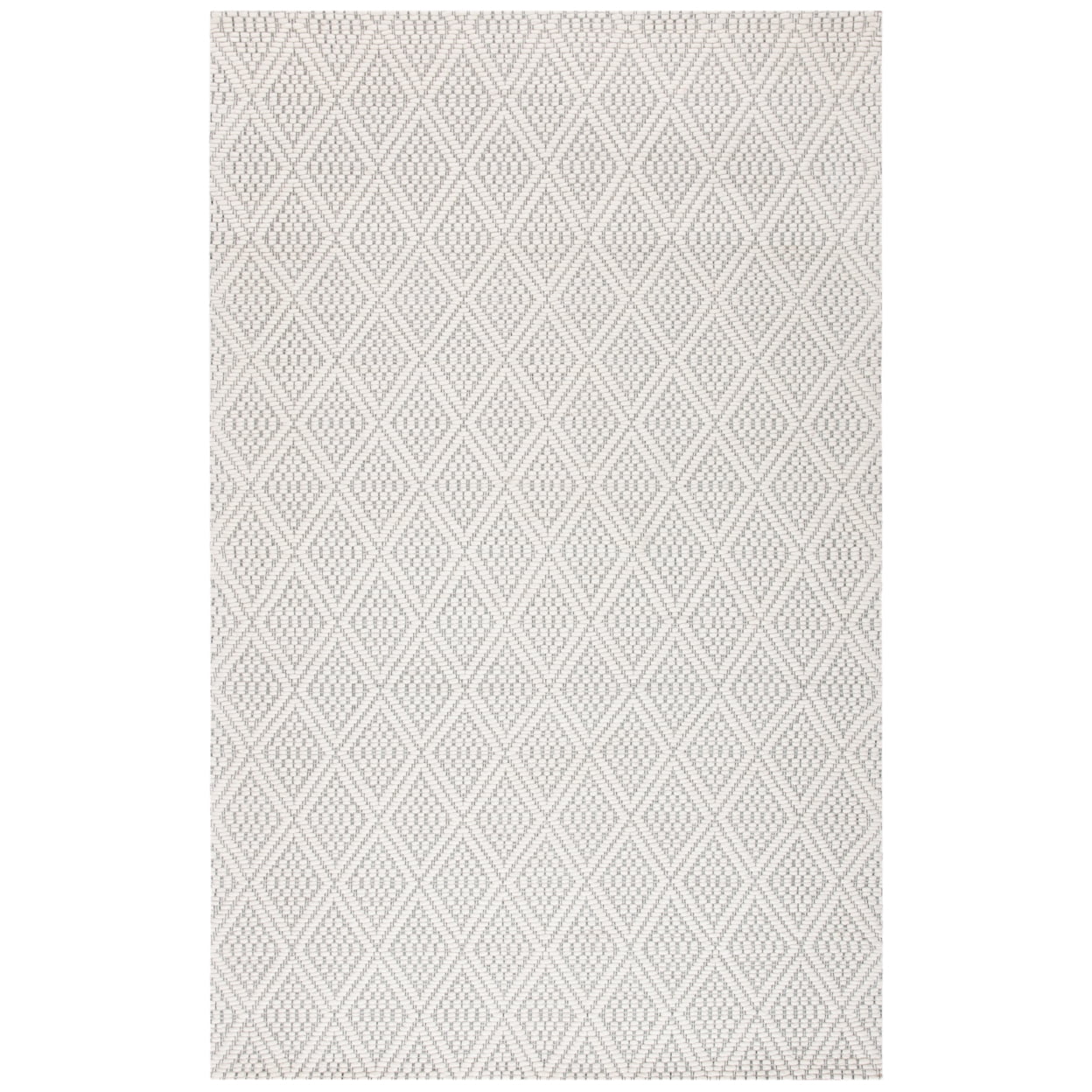 Ivory Geometric Flatweave Wool Area Rug, 5' x 8'