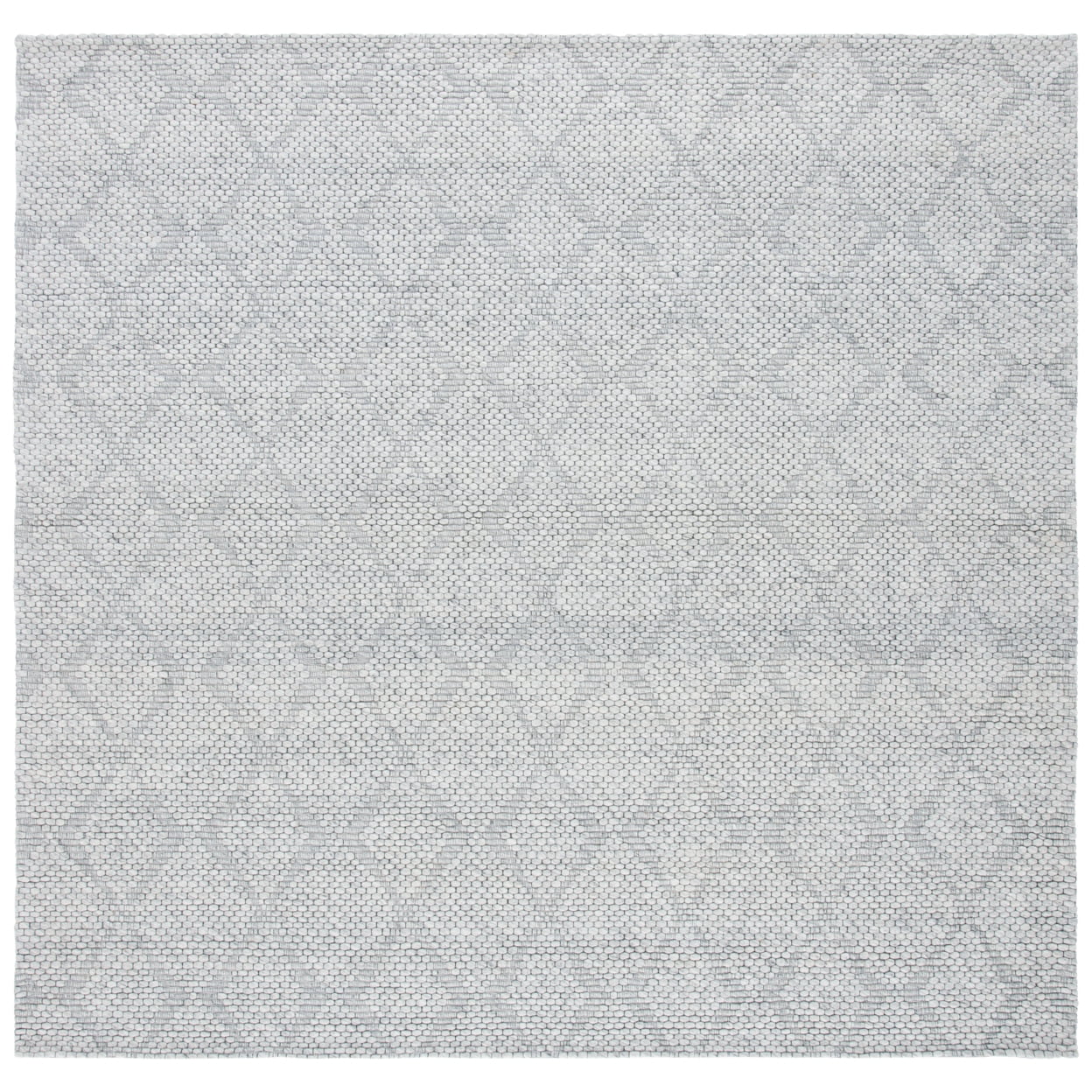 Gray Geometric Flat Woven Wool and Synthetic Square Rug