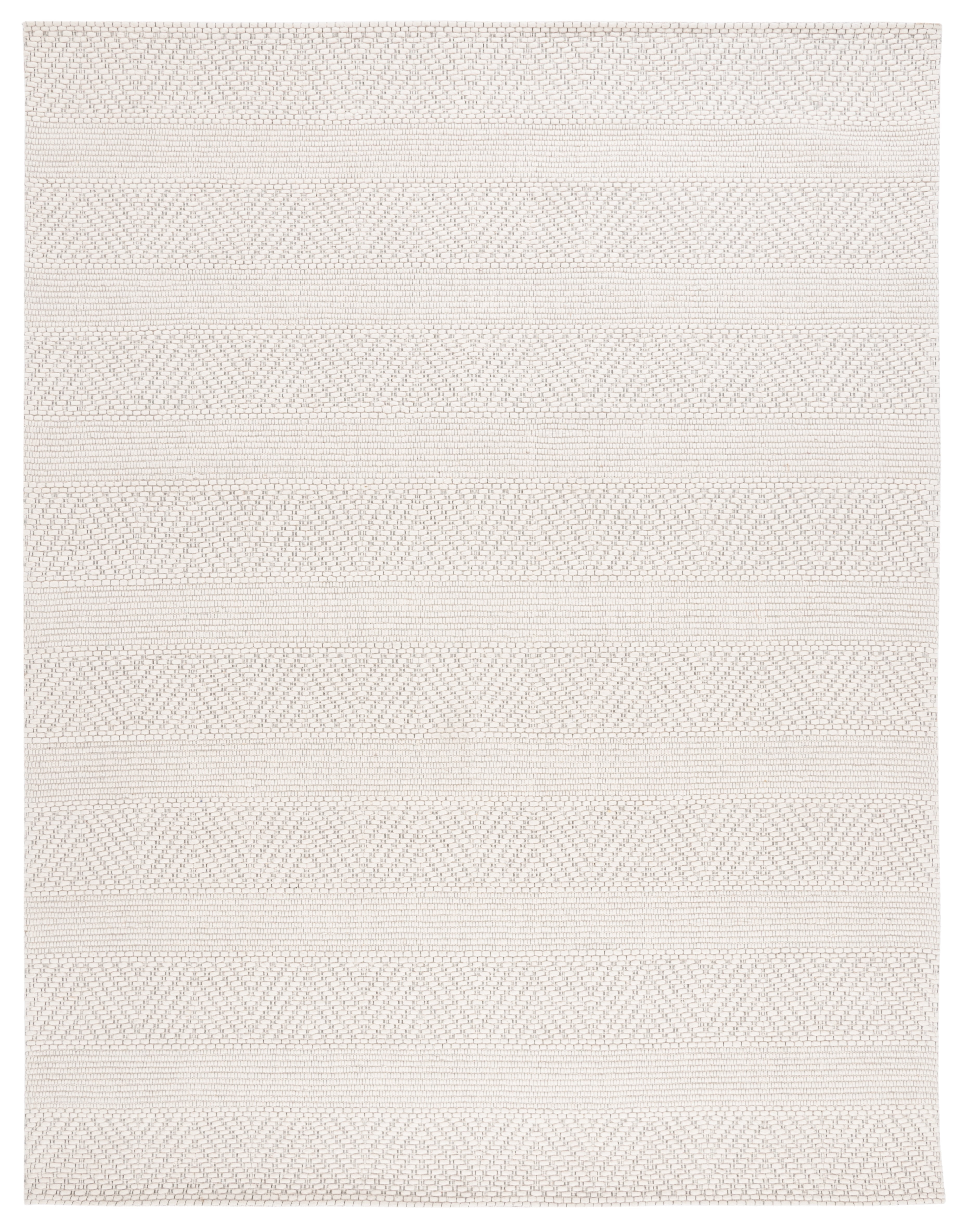 Ivory and Beige Handwoven Wool and Synthetic 8' x 10' Area Rug