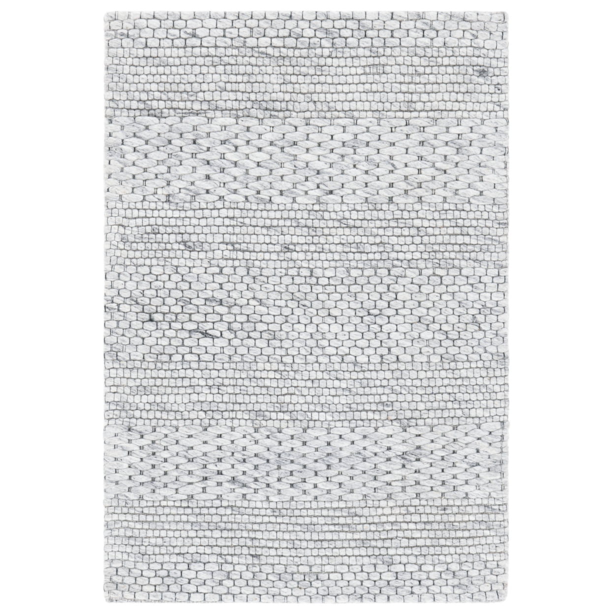 Marbella Round Gray Flat Woven Wool Rug - 4x6 Feet