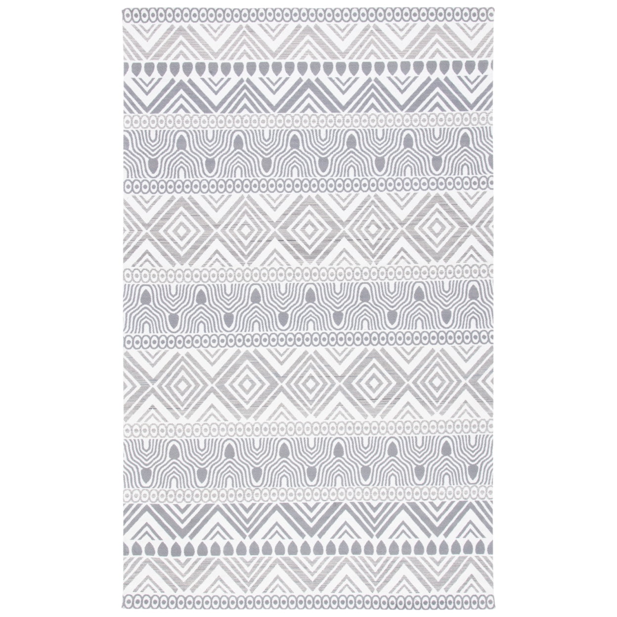 Gray Geometric 4' x 6' Handmade Wool Area Rug