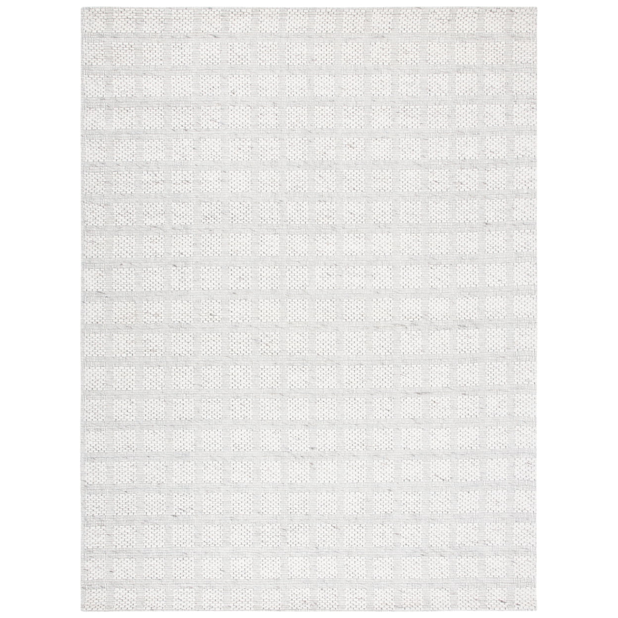 Gray and Beige Rectangular Wool Handwoven Area Rug, 8' x 10'