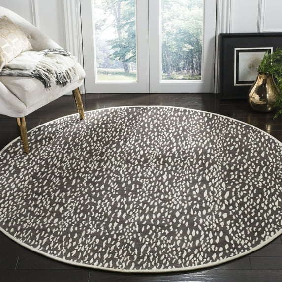 SAFAVIEH Marbella Desi Dotted Area Rug, Dark Grey/Ivory, 6' x 6' Round