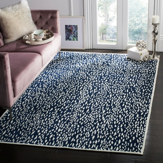 SAFAVIEH Marbella Desi Dotted Area Rug, Navy Blue/Ivory, 5' x 8'