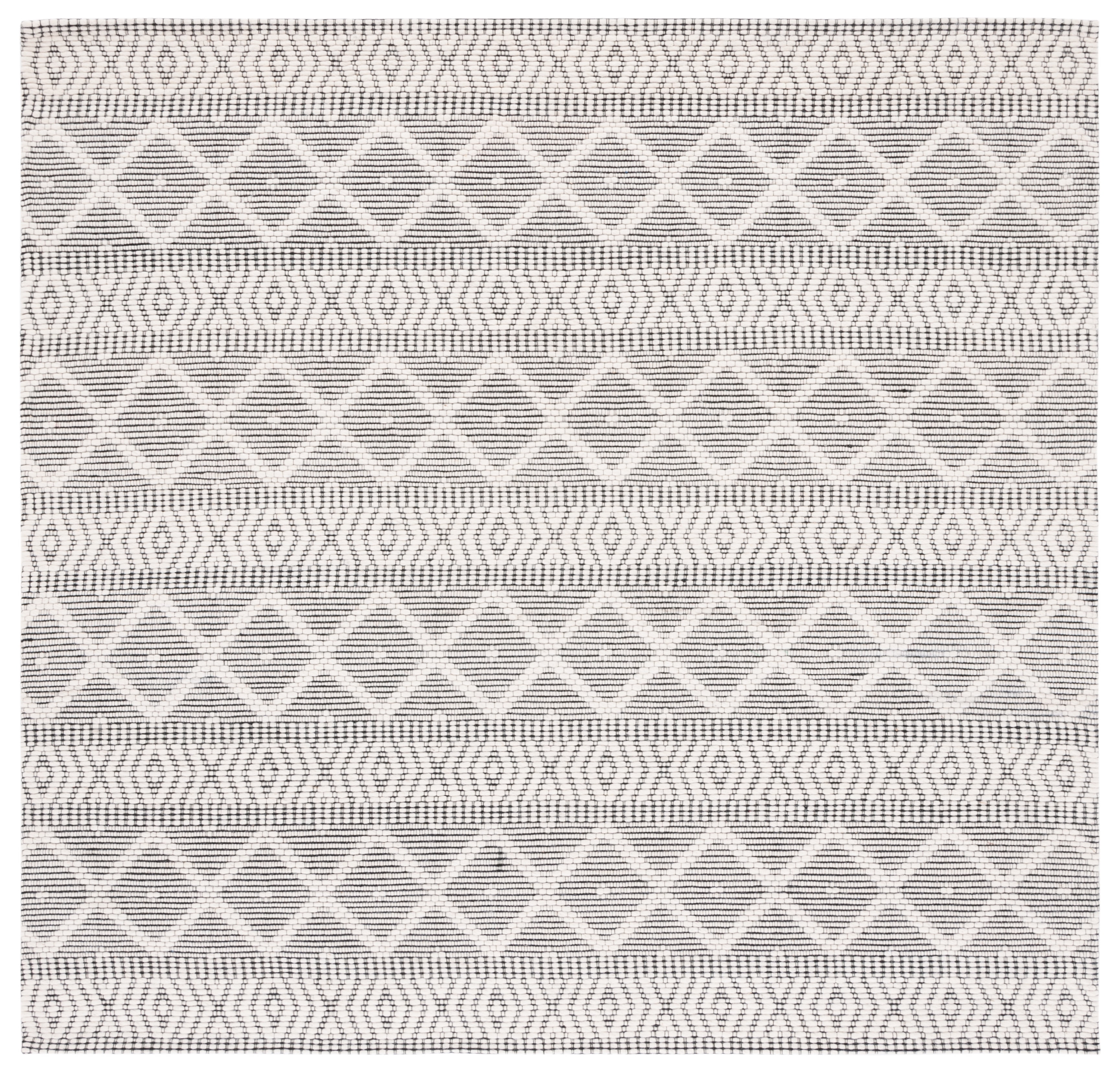 Handwoven Black Wool Square Flatweave Rug - 6' Elegance