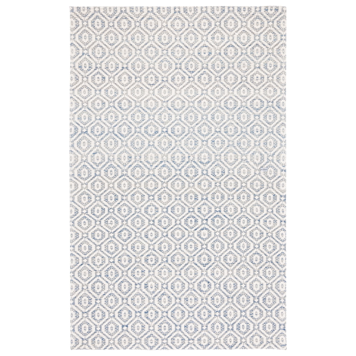 Elegant Marbella 4' x 6' Blue and Ivory Hand-Woven Area Rug