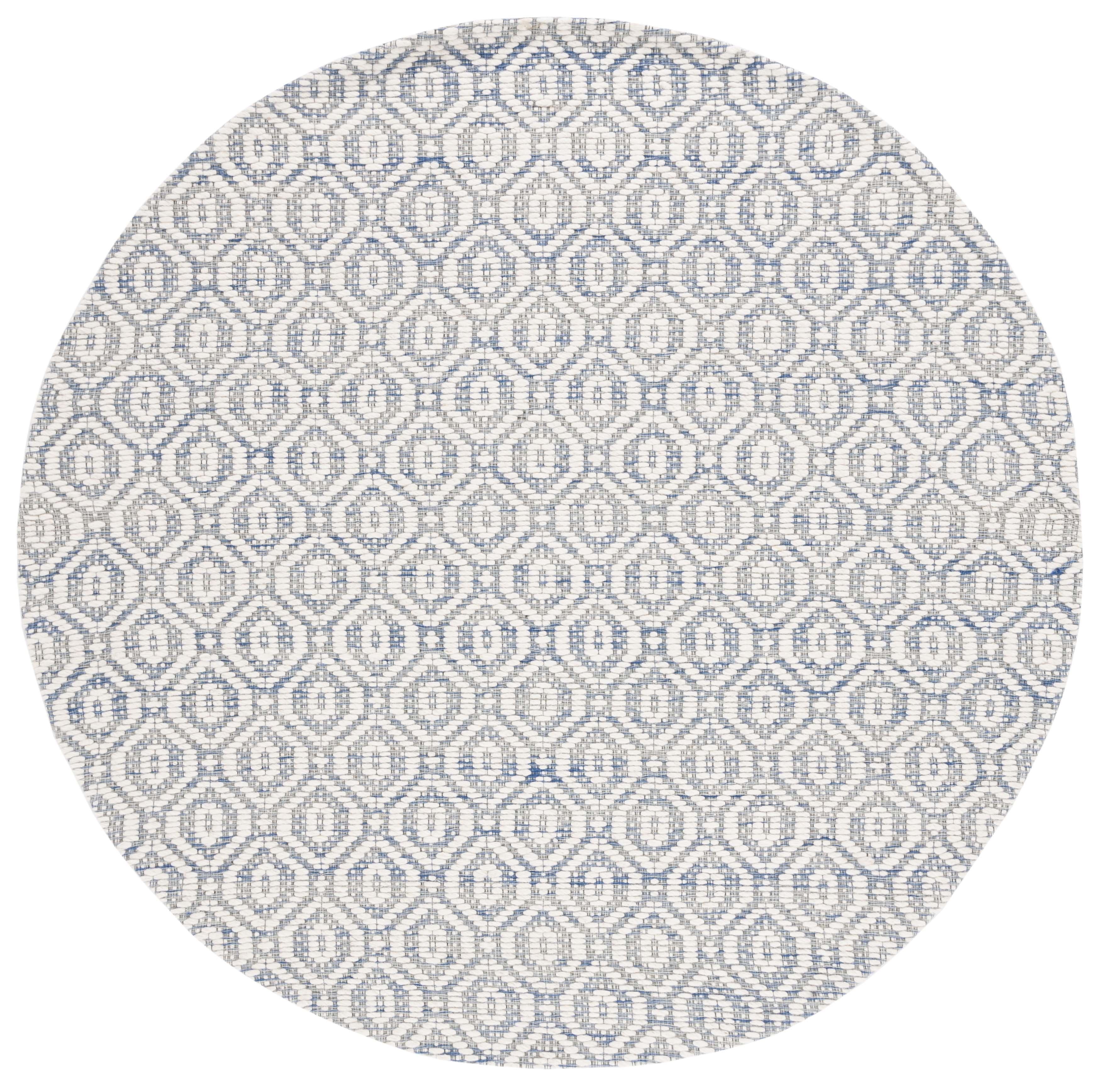 SAFAVIEH Marbella Fabiana Geometric Area Rug, Blue/Ivory, 6' x 6' Round