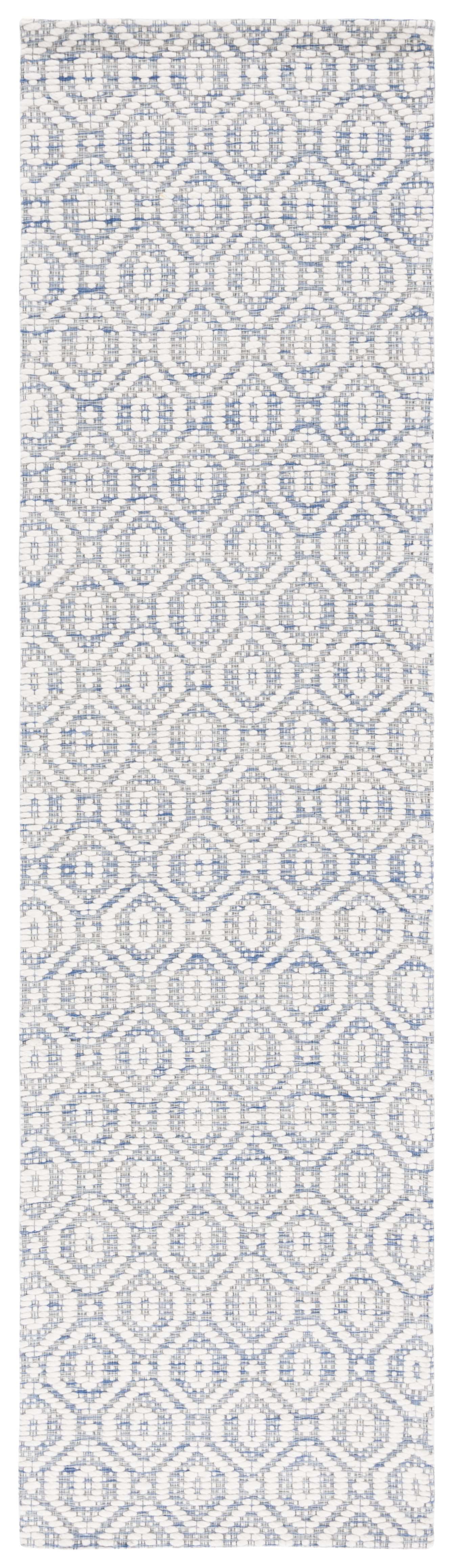 SAFAVIEH Marbella Fabiana Geometric Runner Rug, Blue/Ivory, 2'3" x 9'