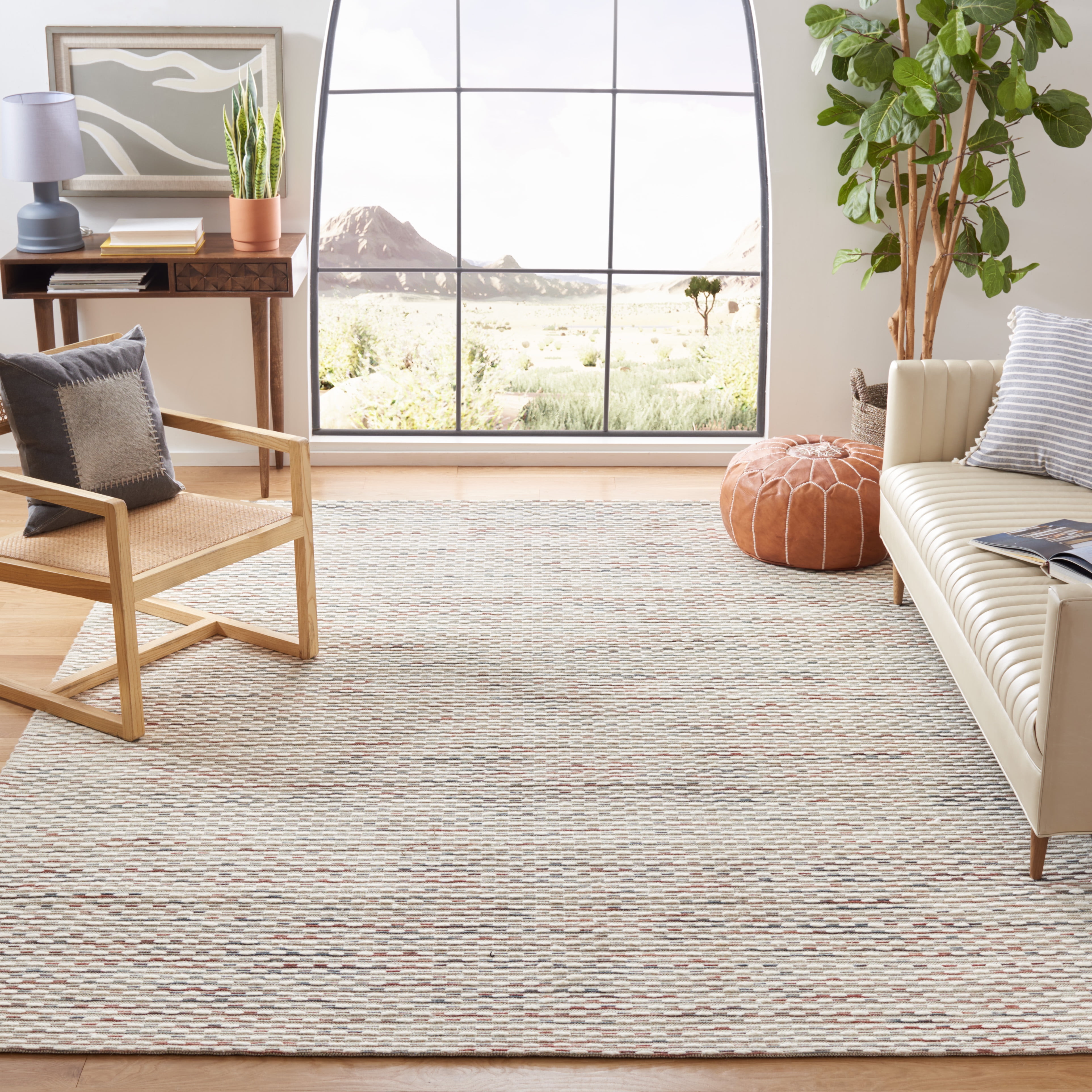 Marbella Beige and Rust Handwoven Wool Area Rug