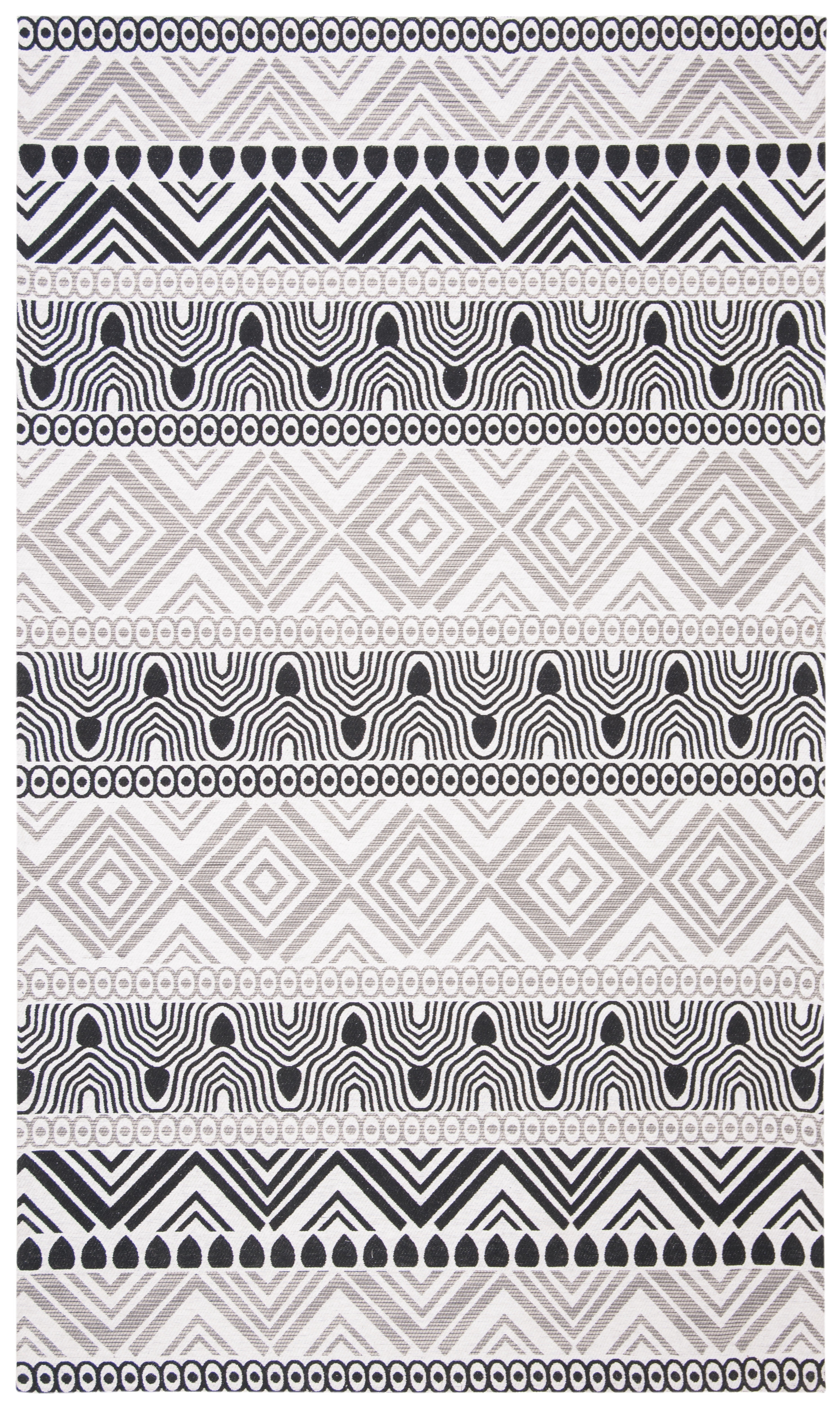 SAFAVIEH Marbella Handan Geometric Striped Area Rug, Black, 5' x 8'