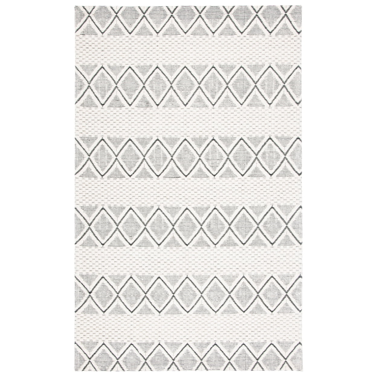 Handmade Black Wool Flat Woven Area Rug, 5' x 8'