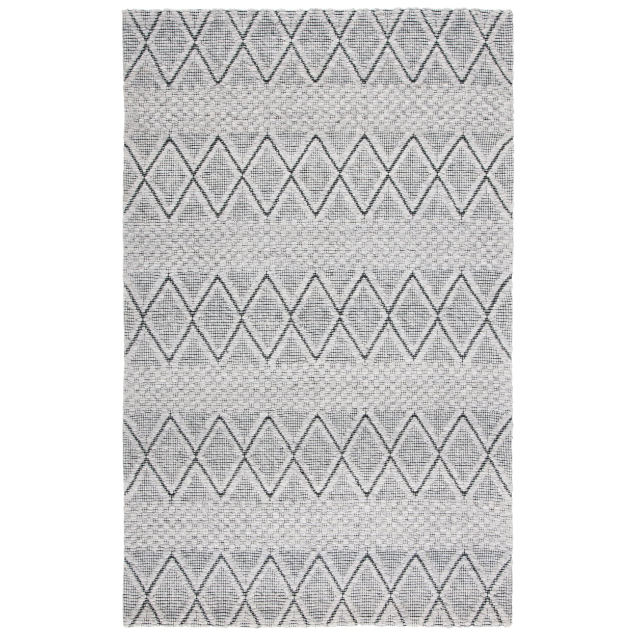 SAFAVIEH Marbella Ifrit Diamond Area Rug, Light Grey/Black, 6' x 6' Round