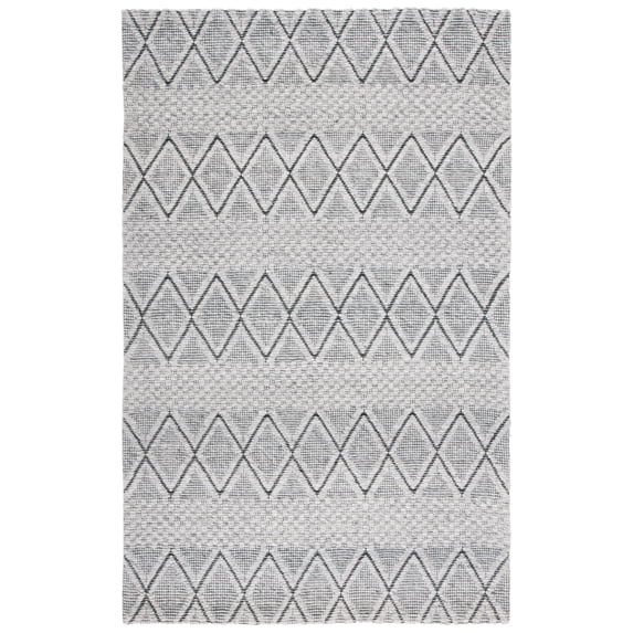 SAFAVIEH Marbella Ifrit Diamond Area Rug, Light Grey/Black, 6' x 6' Round