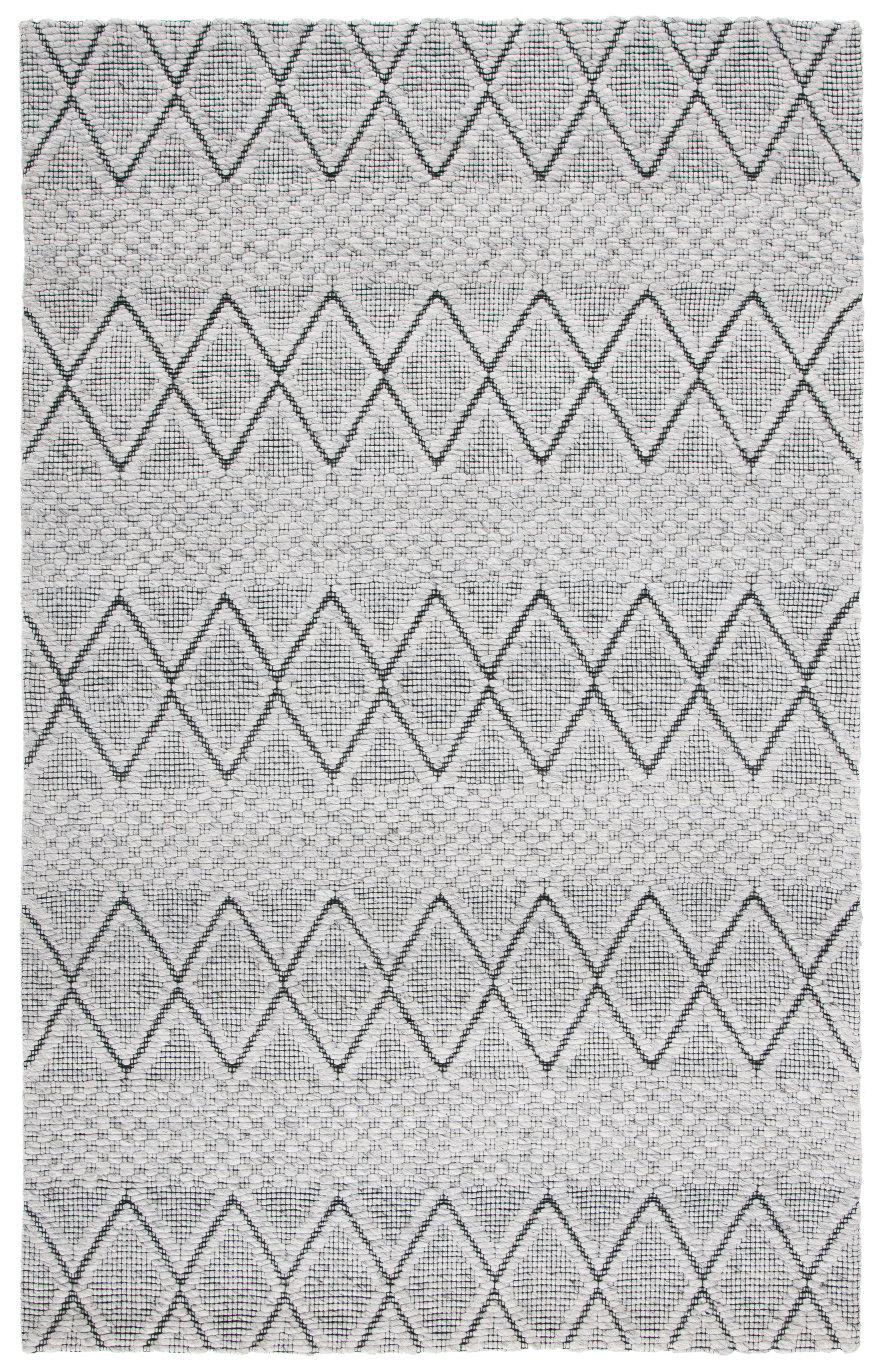 Marbella Gray and Black Hand Woven Wool Area Rug