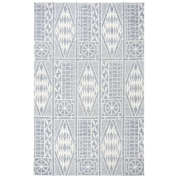SAFAVIEH Marbella Katherine Abstract Polyester Area Rug, Blue/Ivory, 6' x 9'