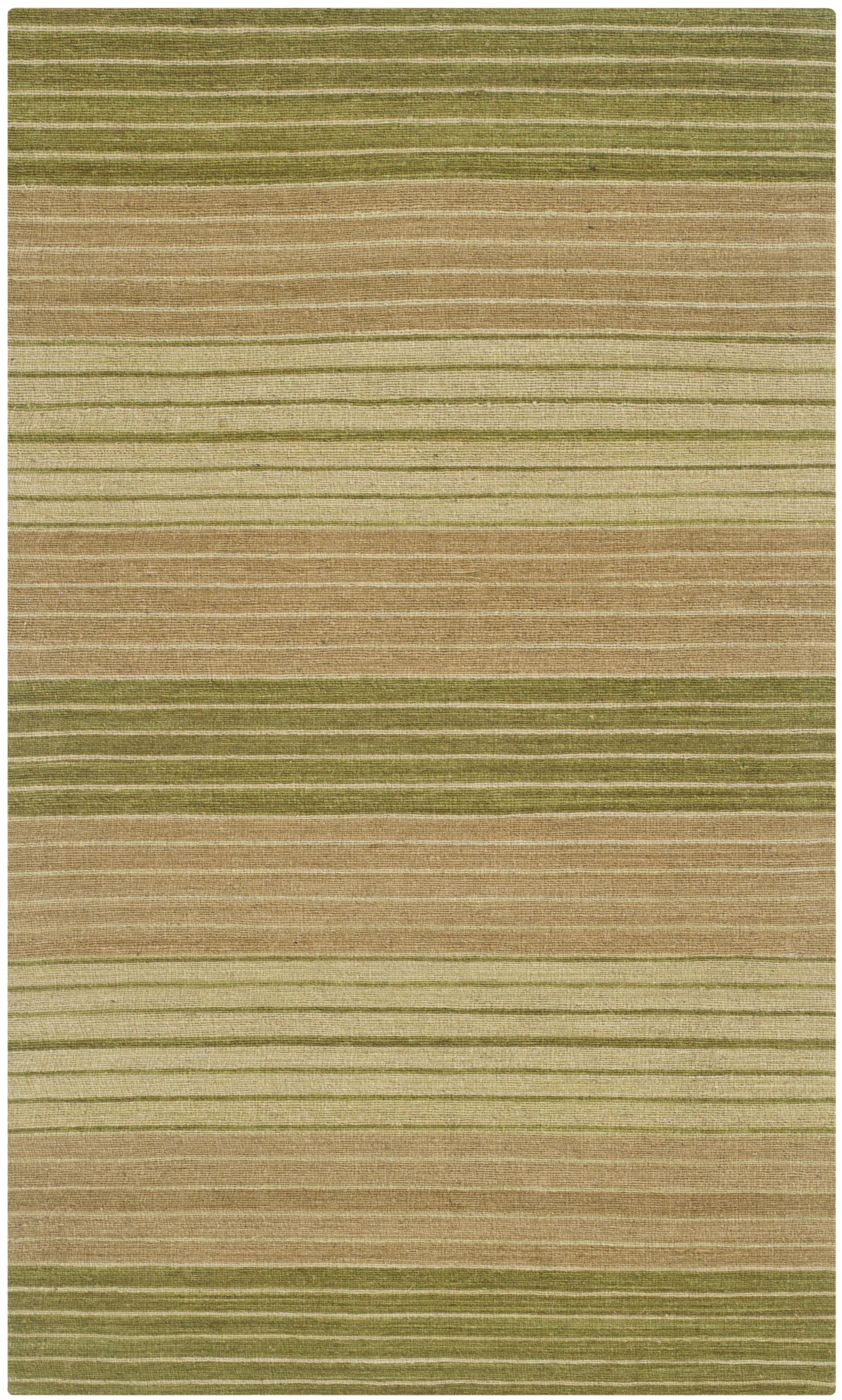 Handmade Green Wool Flat Woven Reversible Area Rug