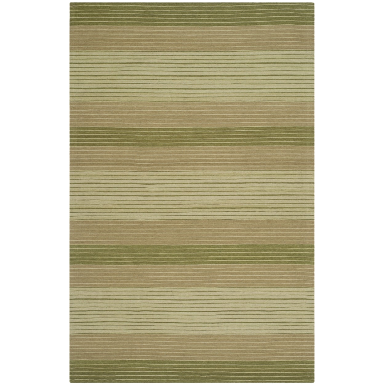 Marbella Green and Beige Handwoven Wool Cotton Area Rug 6' x 9'