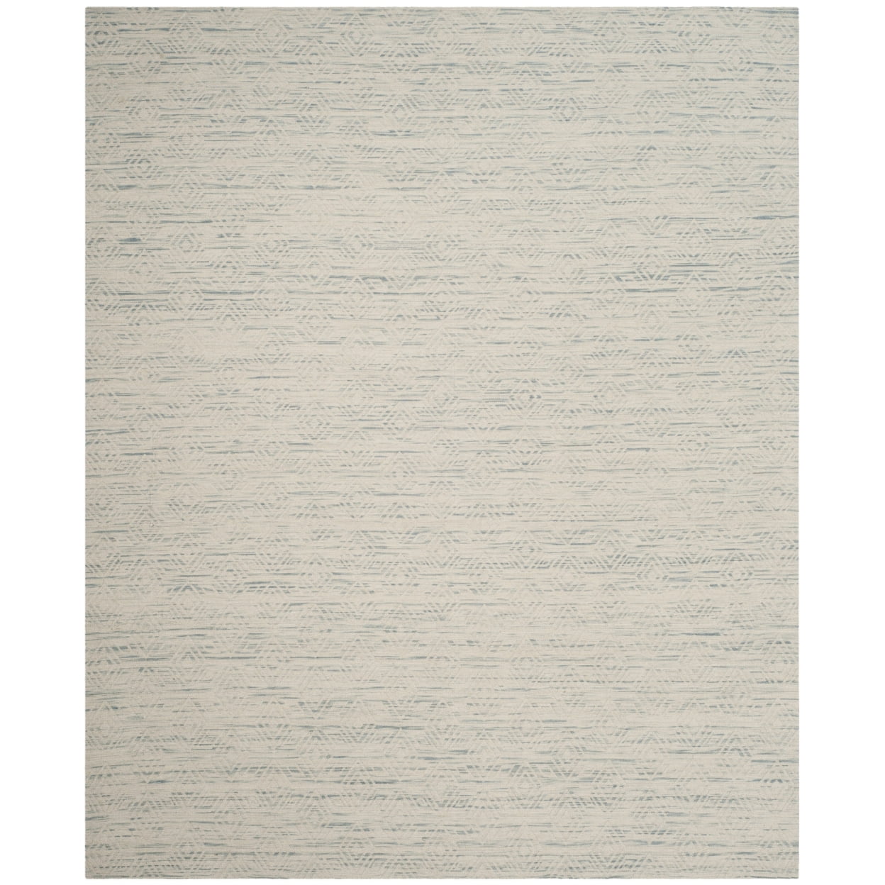 Ivory and Light Blue Hand-Tufted Wool Area Rug, 5' x 8'