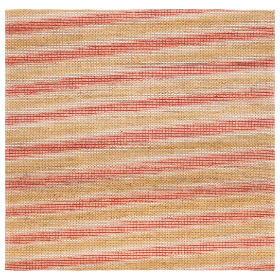 SAFAVIEH Marbella Kennard Striped Area Rug, Natural/Red, 6' x 6' Square