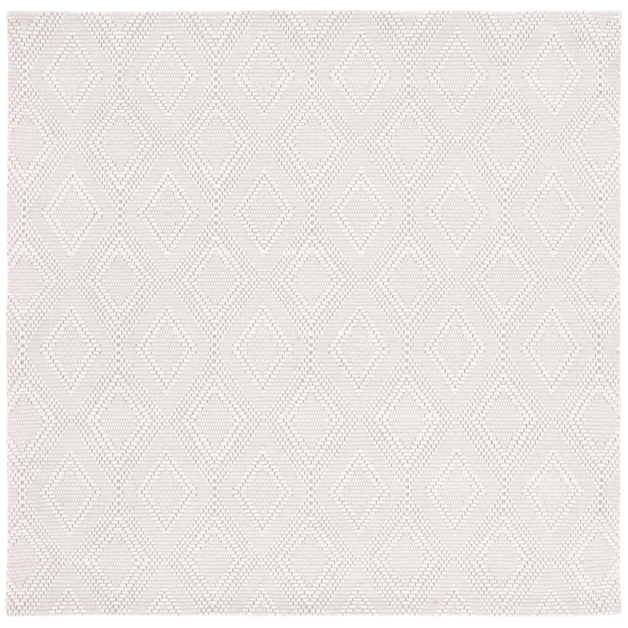 Ivory Geometric Handwoven Wool Square Area Rug