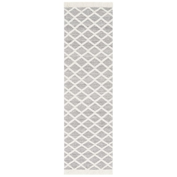 SAFAVIEH Marbella Kingston Diamond Runner Rug, Ivory/Black, 2'3" x 8'