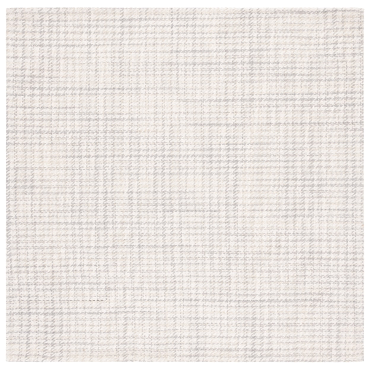 Elegant Gray & Ivory Handwoven Wool Square Rug - 6' x 6'