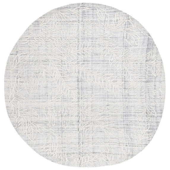 SAFAVIEH Marbella Lasya Leaves Area Rug, Grey/Ivory, 6' x 6' Round