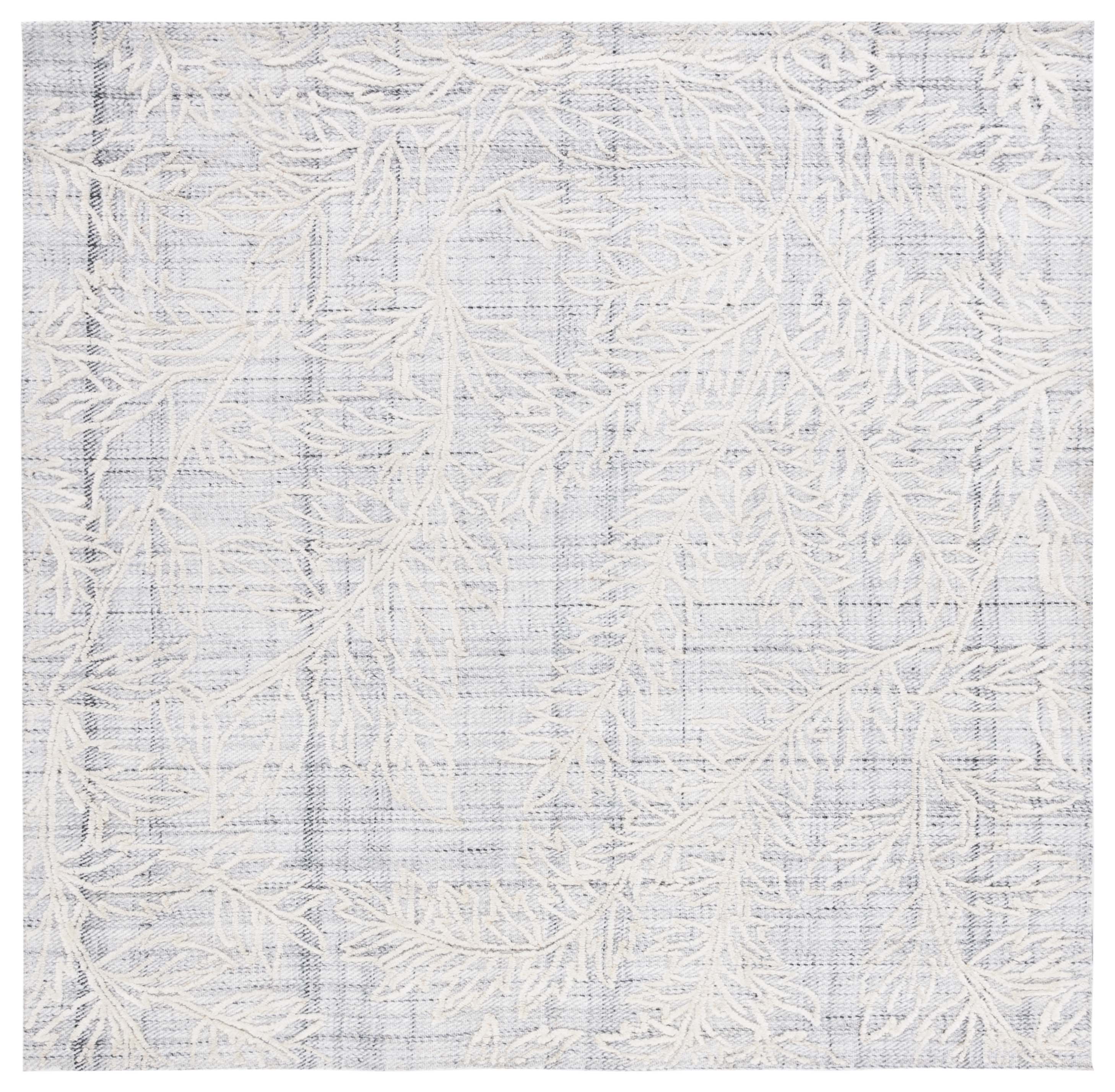 SAFAVIEH Marbella Lasya Leaves Area Rug, Grey/Ivory, 6' x 6' Square