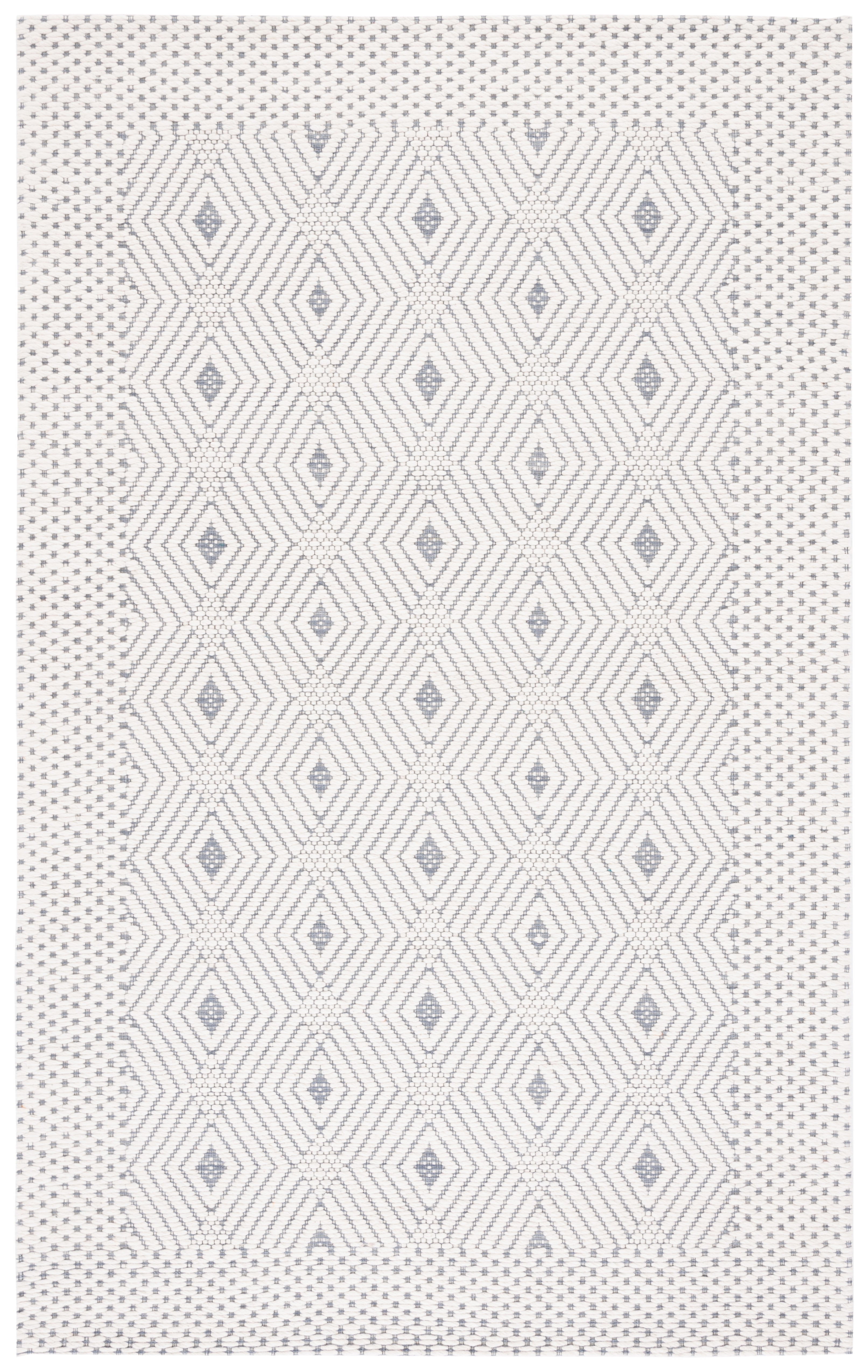 Ivory and Grey Hand Woven Wool Area Rug