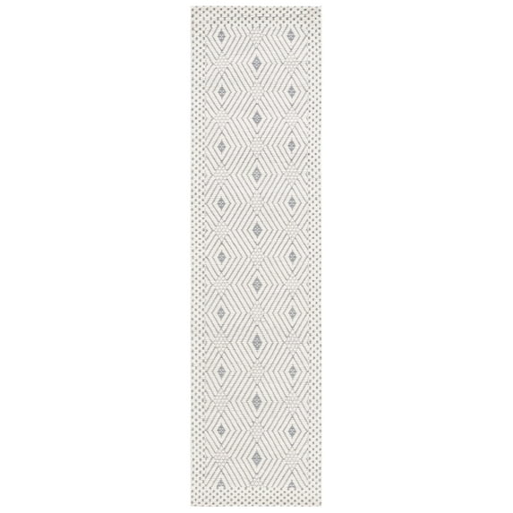 SAFAVIEH Marbella Lorelle Diamond Runner Rug, Ivory/Grey, 2'3" x 9'