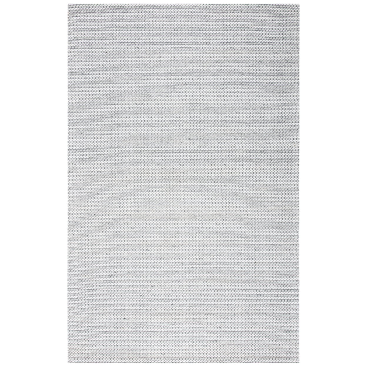 Light Grey and Ivory Rectangular Wool Flat Woven Rug, 3' x 5'