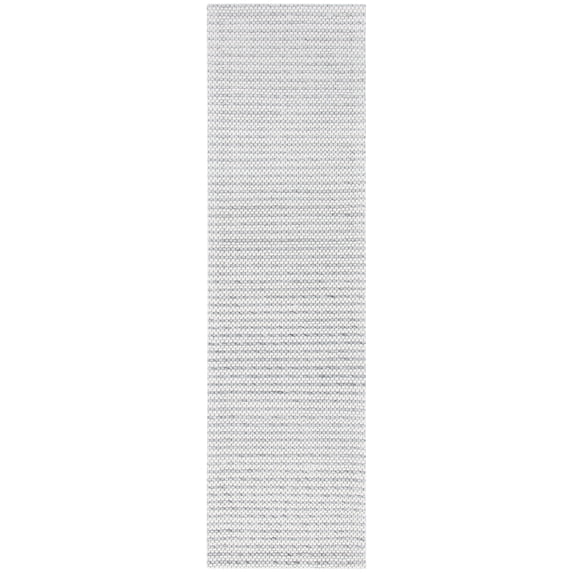 SAFAVIEH Marbella Lorenzo Striped Runner Rug, Light Grey/Ivory, 2'3" x 14'