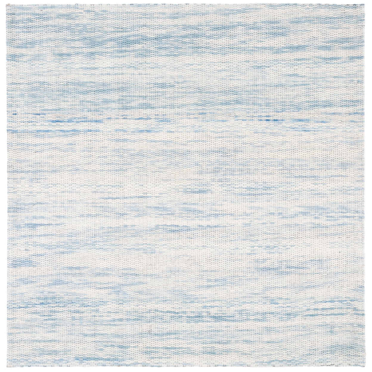Marbella Blue and Ivory Hand Woven Wool Area Rug, 6' x 6'