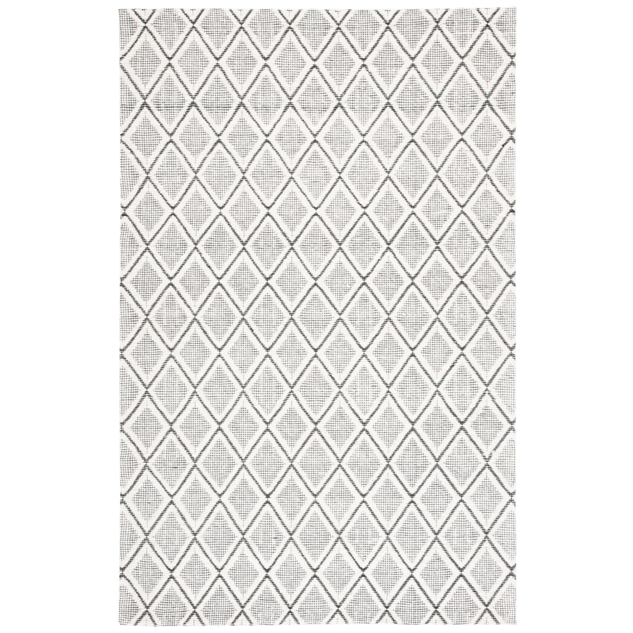 Elegant Marbella Handwoven Flatweave Black & Ivory Wool Rug