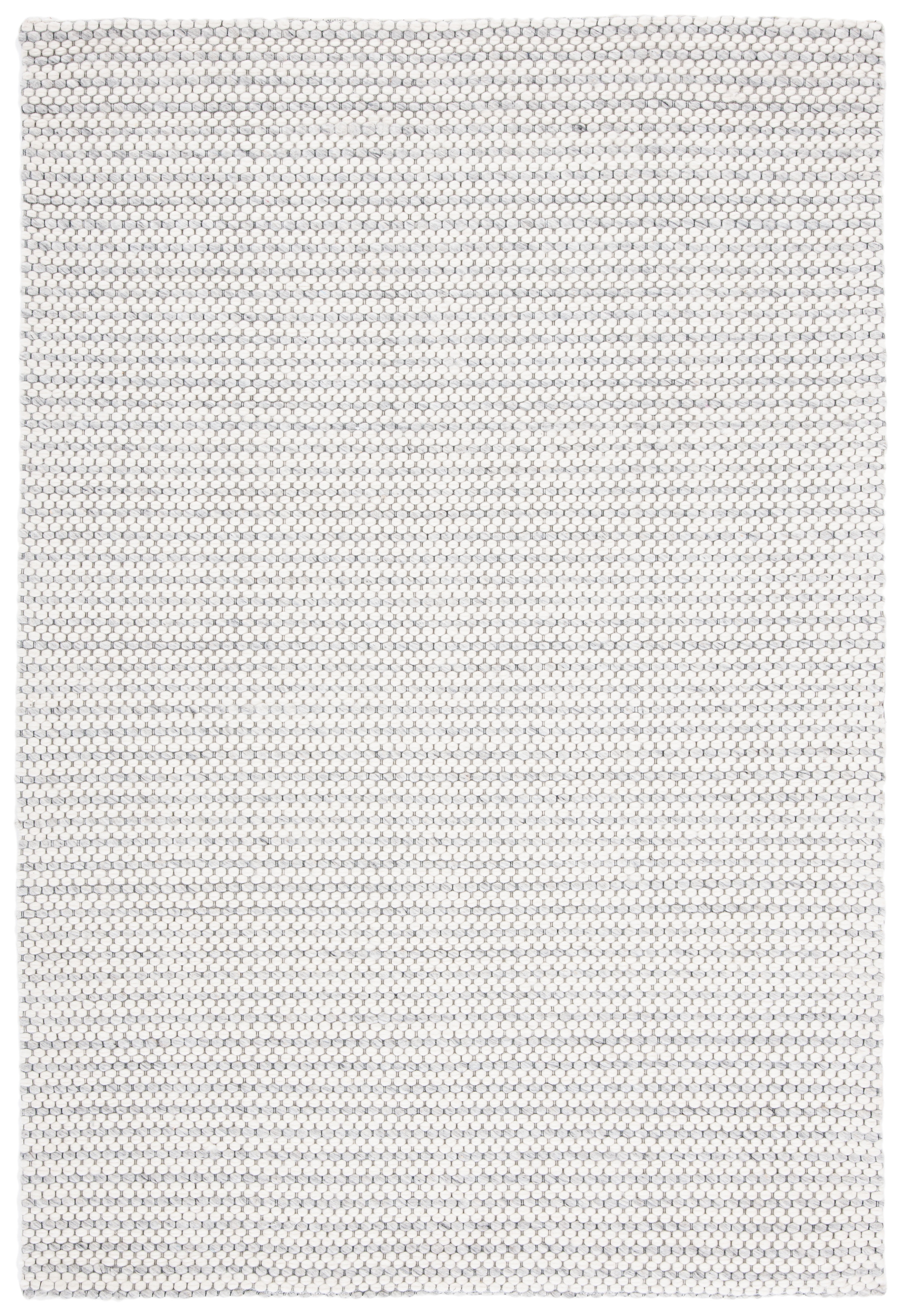 Light Grey and Ivory Rectangular Wool Flat Woven Rug, 3' x 5'